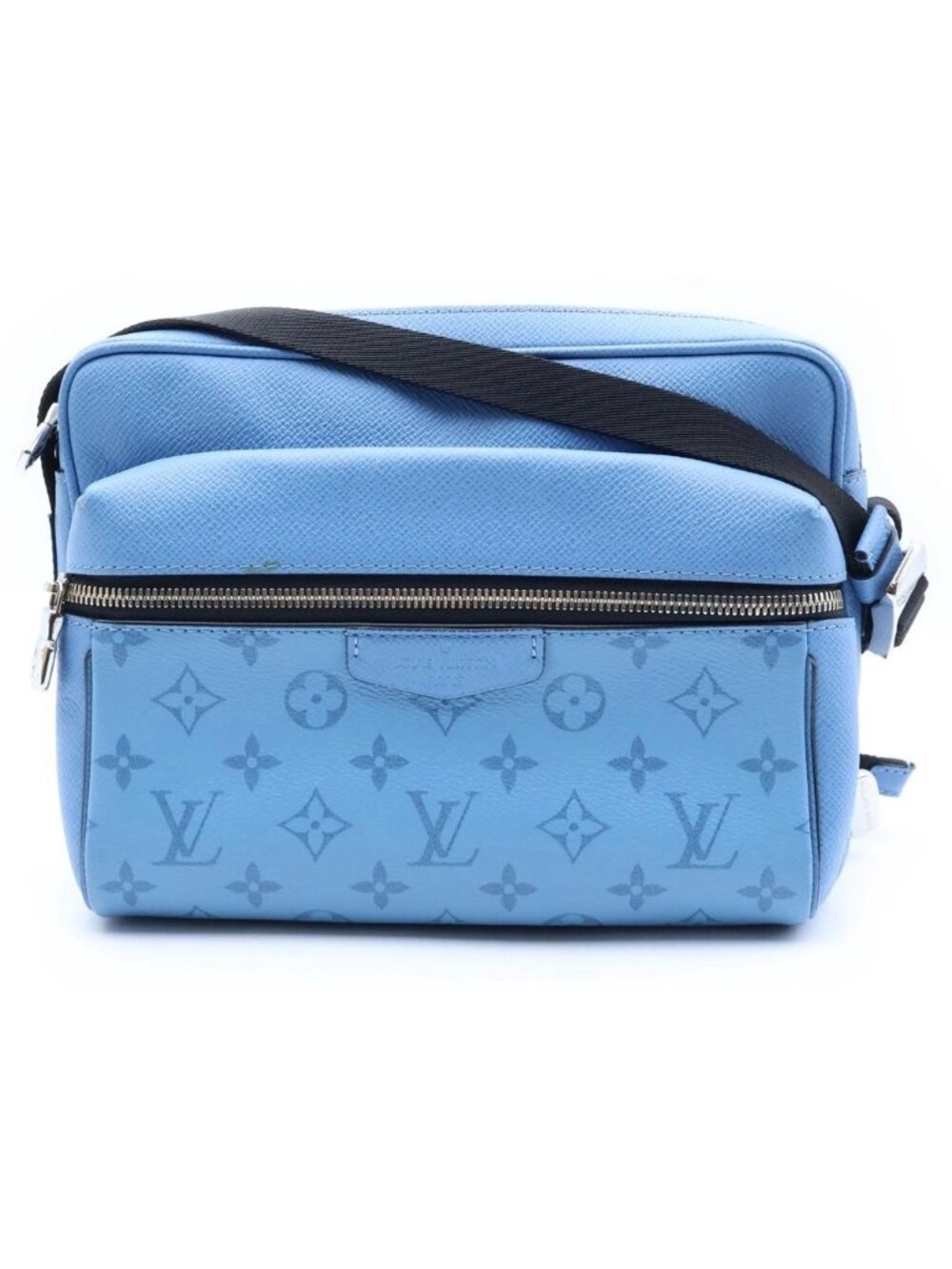Louis Vuitton Taigarama Outdoor Messenger PM Shoulder Bag Light Blue Leather